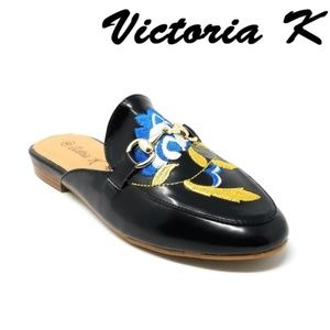 Women Slip-on Mules Slippers, HK-7084, Black